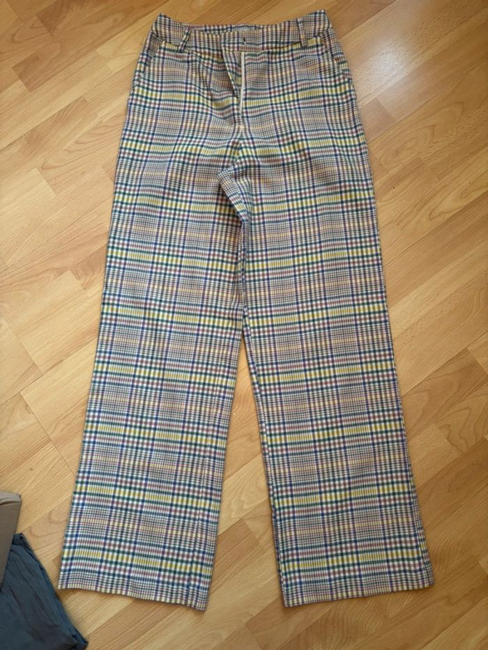 Pantalon droit à carreaux