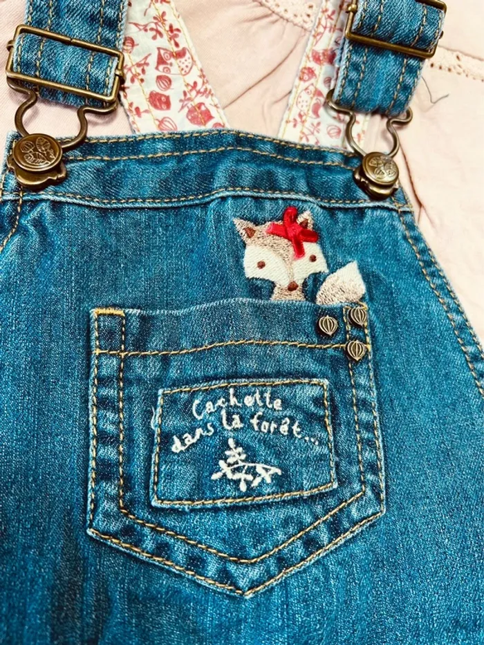 Taille 4 ans tenue 3 pièces fille Sergent major Kiabi rose pâle et bleu jean * fox * 🩷 - photo numéro 3