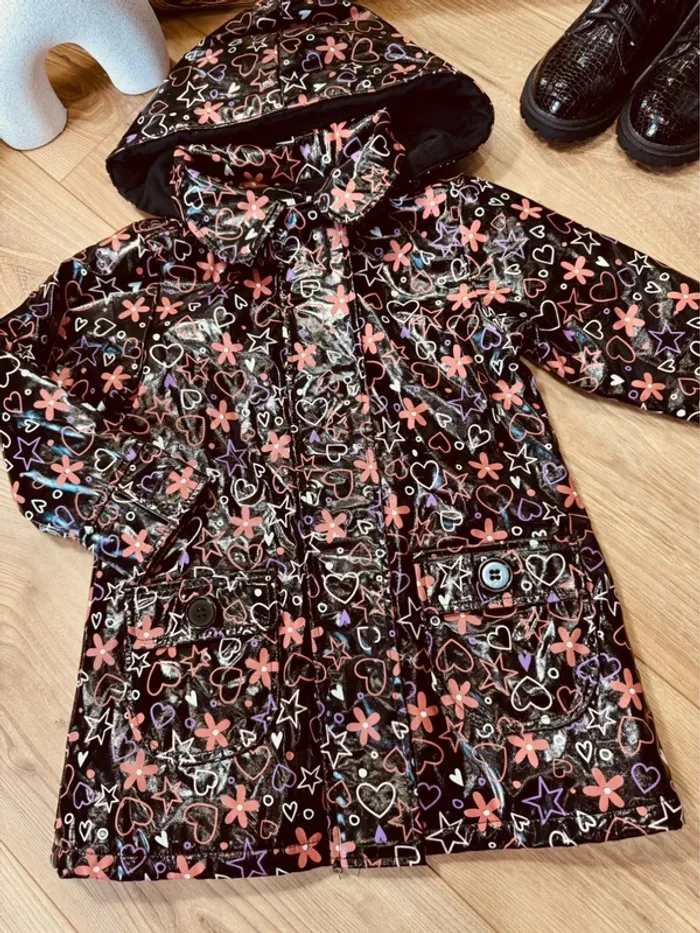 Taille 3 ans imperméable fille Tissaia noir rose orange * motifs * 💕 - photo numéro 4