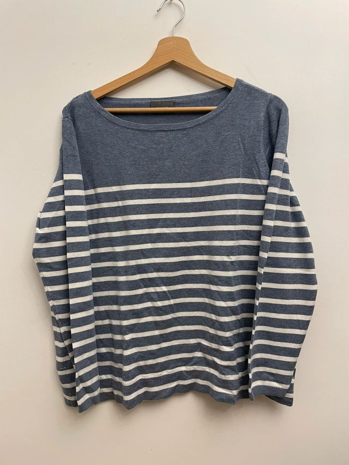 Pull rayure bleu et blanc super doux chaud hiver - photo numéro 2