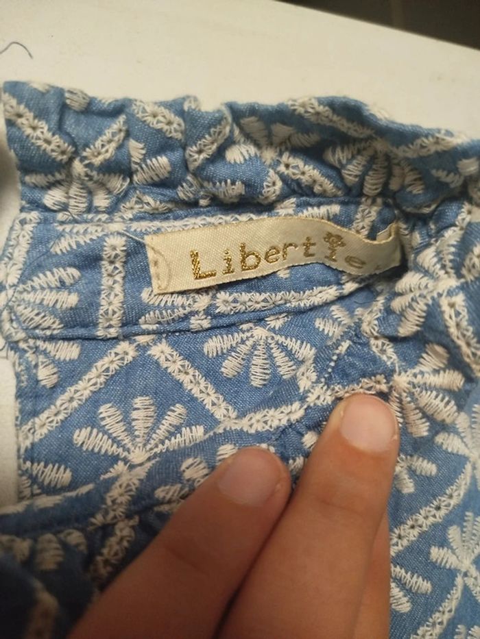 Blouse bleue à motifs blanc - Libertie - taille L - photo numéro 4