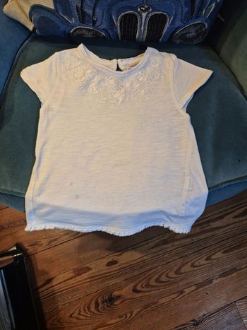 Tee-shirt Zara Babygirl t. 2/3 ans blanc