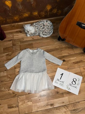 Robe grise épaisse jupon pailleté petit bateau très bon état 18 mois/81cm