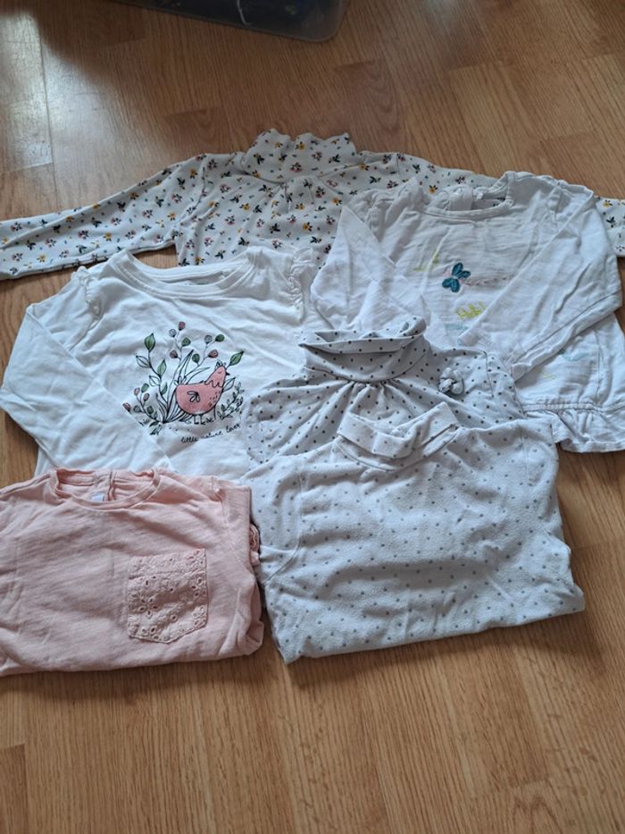 Lot 5 tee shirt manches longues fille 18 mois