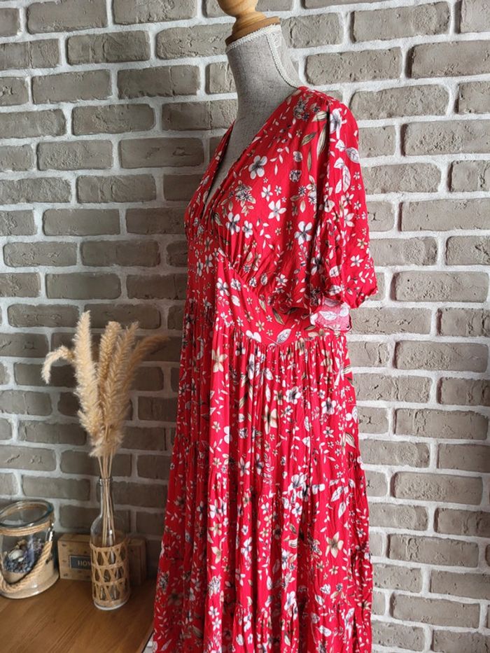 Belle robe Zara rouge à imprimé fleuri - Bohème Romantique - photo numéro 8