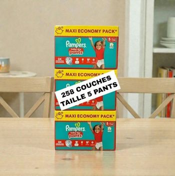 258 couches Pampers taille 5 pants lot de 3 cartons