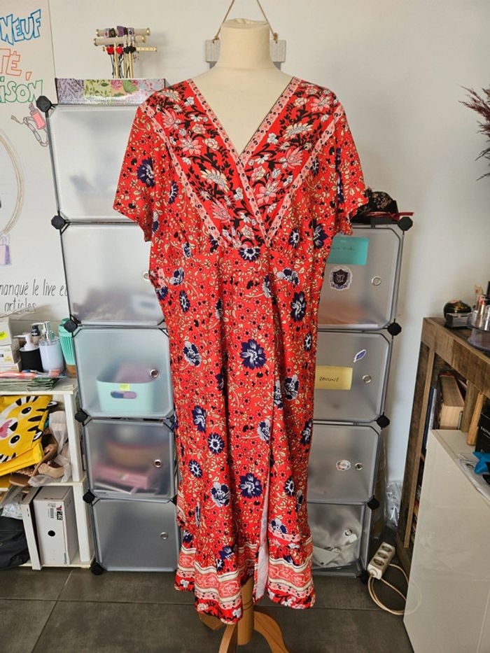 Robe longue rouge à motifs xxxl