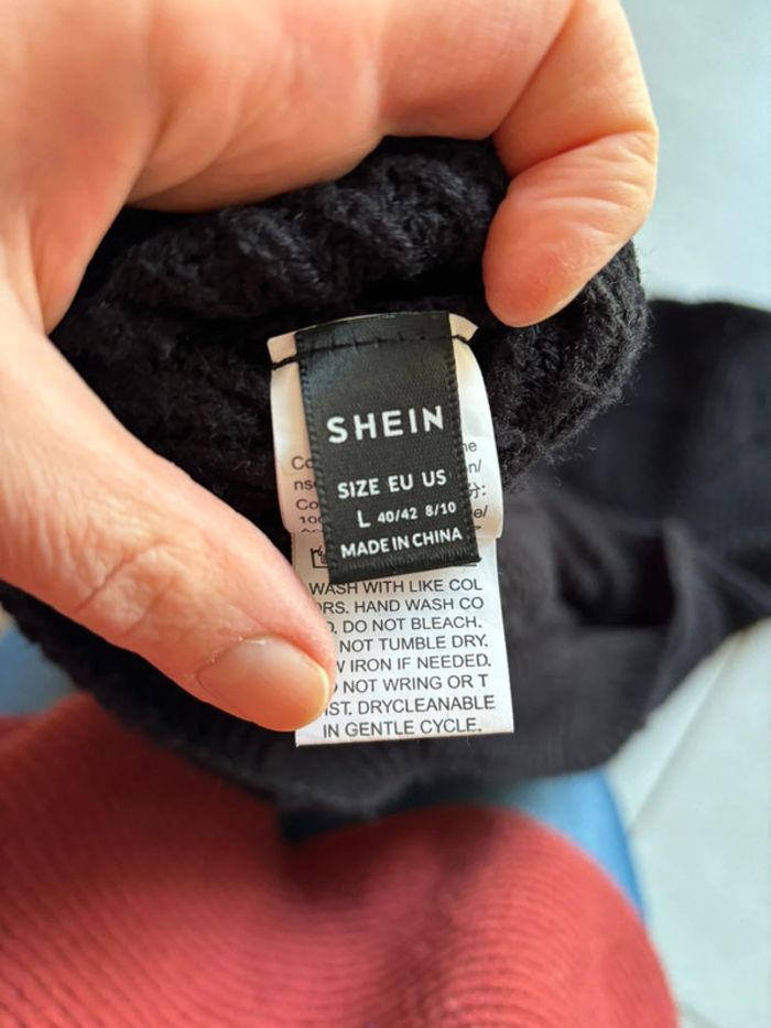 Pull oversize légèrement ajouré noir L SHEIN - photo numéro 4