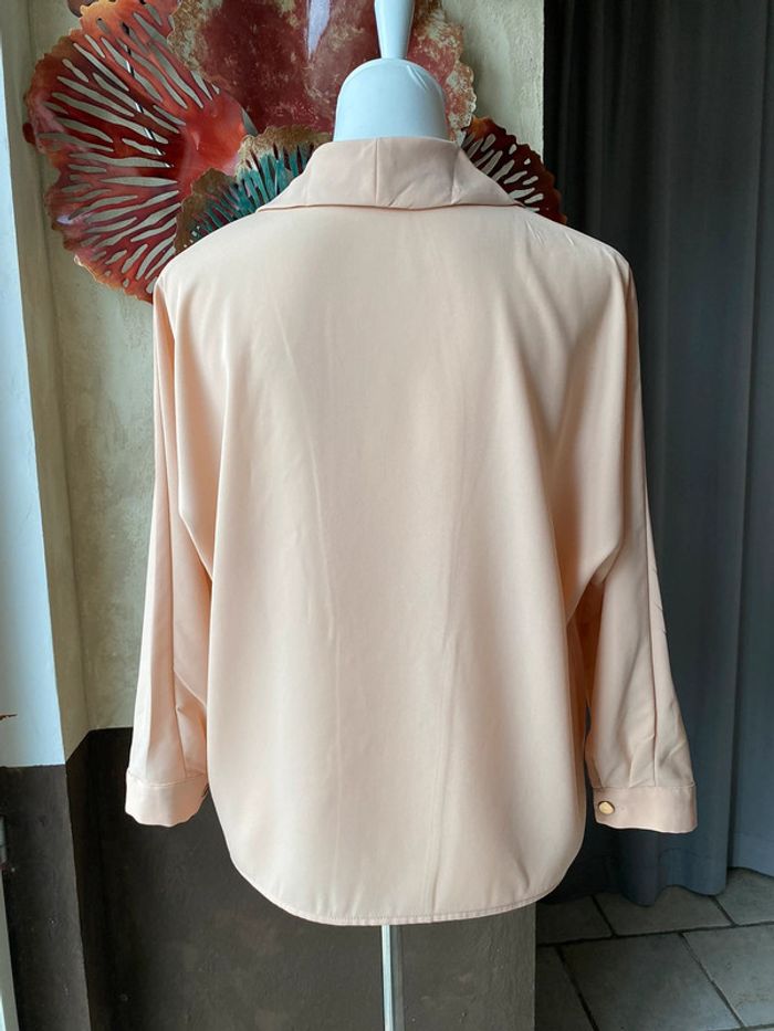 Blouse fluide col châle saumon Zara XS - photo numéro 4