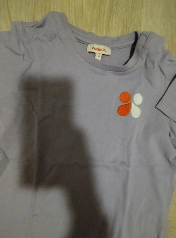 Tee-shirt bébé broderie violet Catimini - photo numéro 2