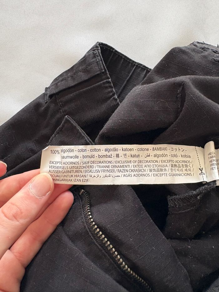 Pantalon cargo à poches multiples noir et réfléchissant - Bershka - S/36 - photo numéro 7
