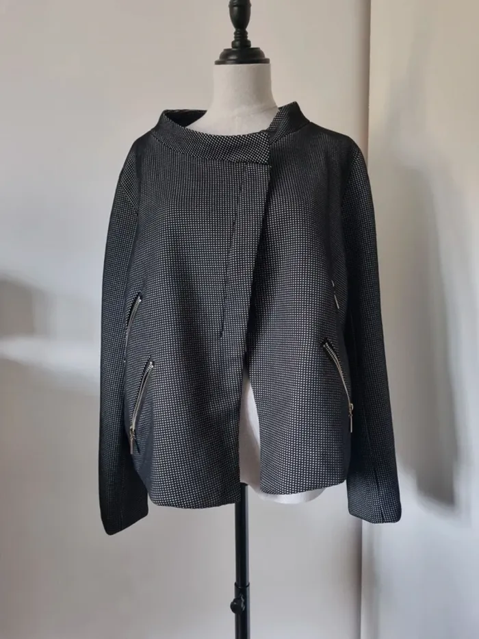 Blouson court argent & noir – Taille L (40) - photo numéro 10