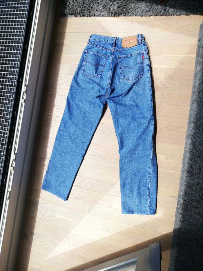 Jeans denim Vintage bleu clair coupe droite bitume taille 40 coton - photo numéro 13