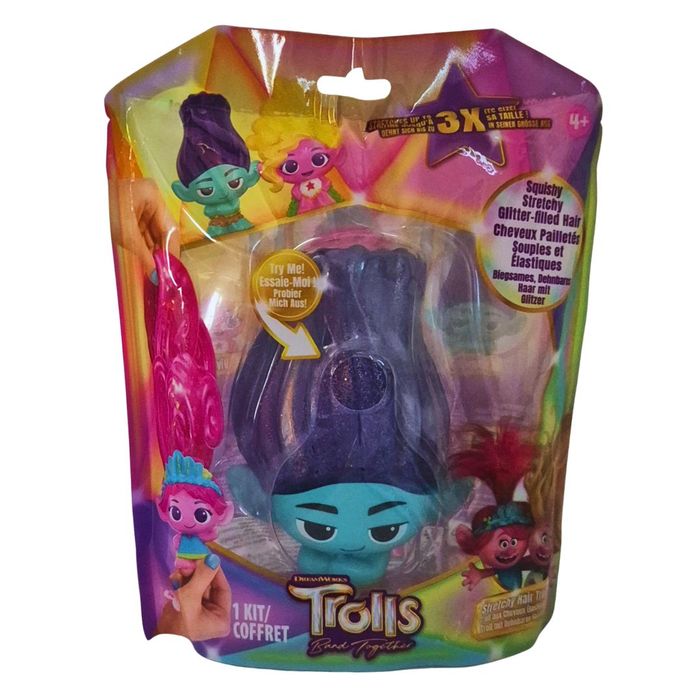 Trolls Band Together – Figure Stretchy Hair Glitter – Neuf