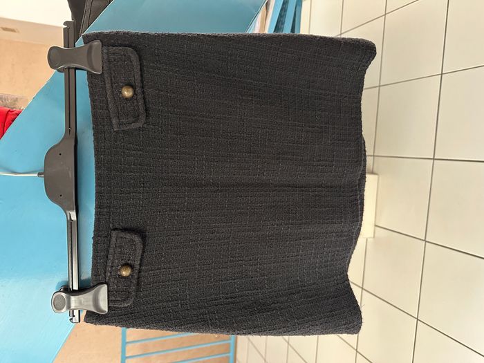 Jupe tweed noir taille 36 Camaieu en très bon état - photo numéro 3