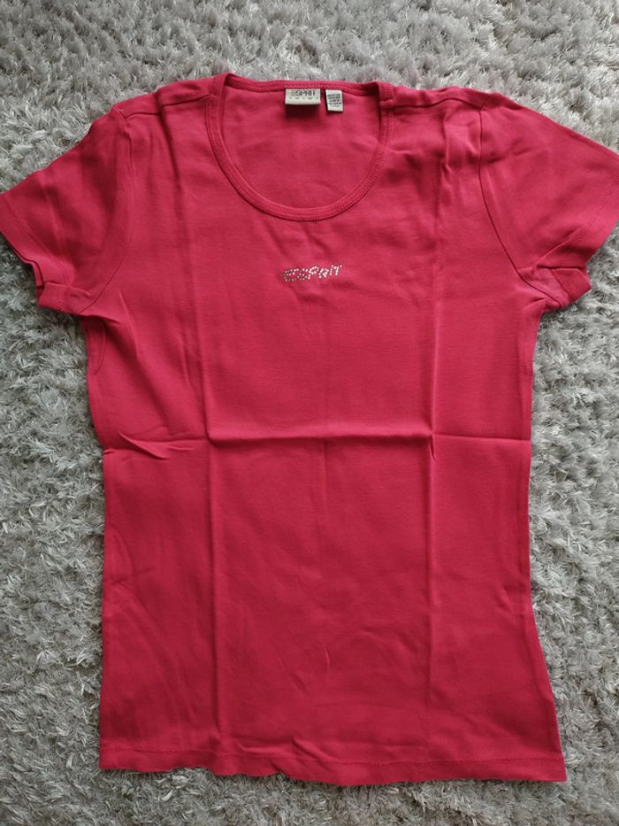 Tee-shirt manches courtes Esprit Taille M Rose Col rond