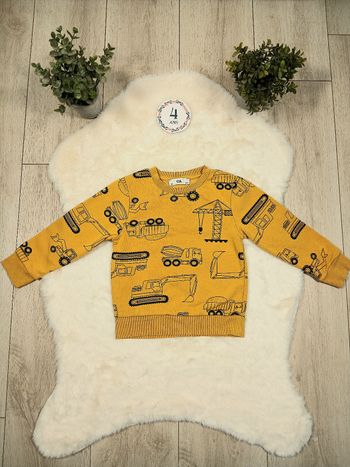 Sweat garçon c&a 4 ans jaune motifs engins