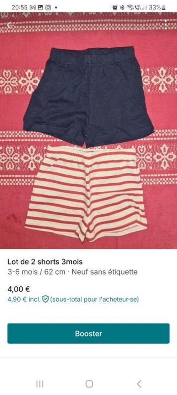 Lot de 2 shorts 3mois