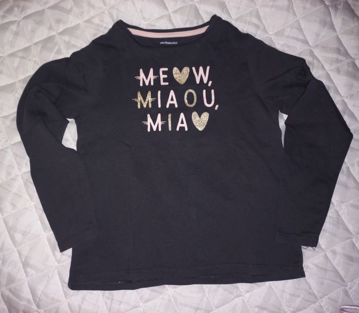 Tee-shirt fille manches longues noir- 8 ans - Vertbaudet
