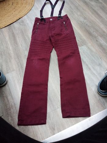 Jean effet usé + bretelle