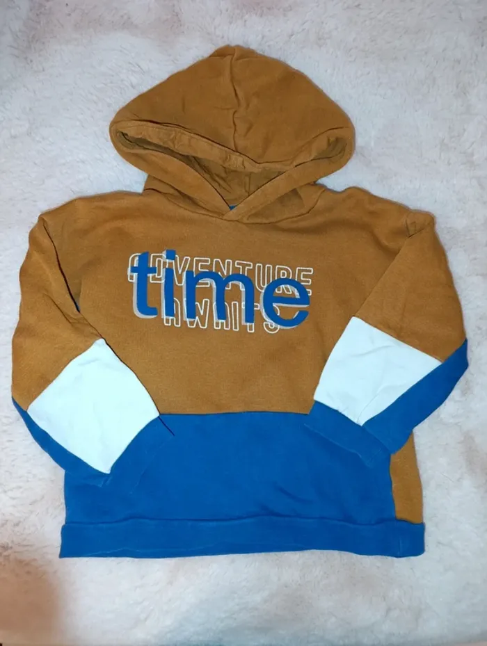 Sweat à capuche adventure time marron bleu blanc kiabi