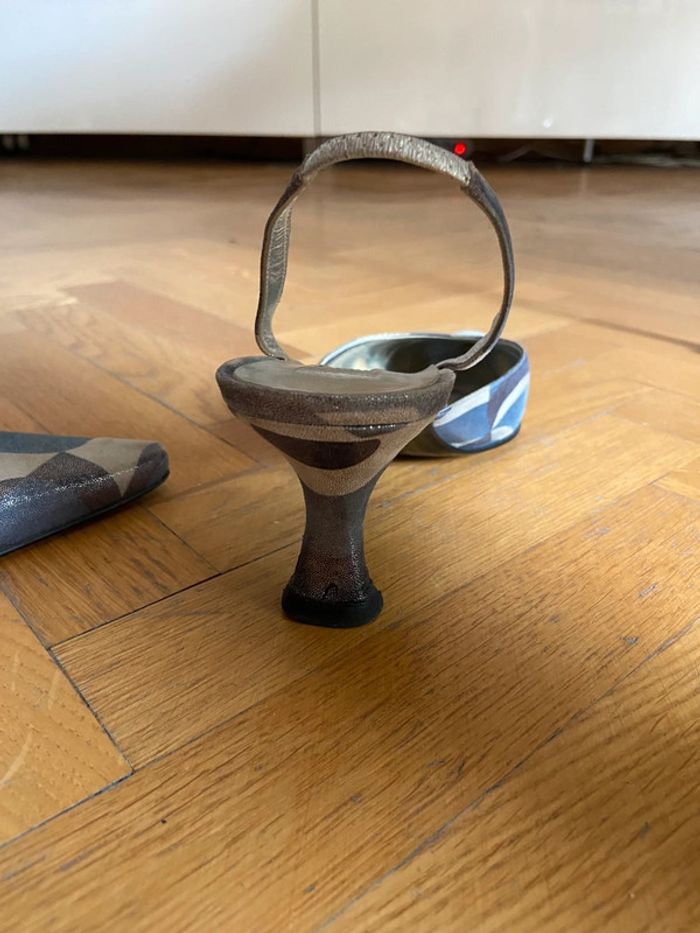 Slingback Sidonie Larizzi biege/bleu clair taille 38 - photo numéro 5