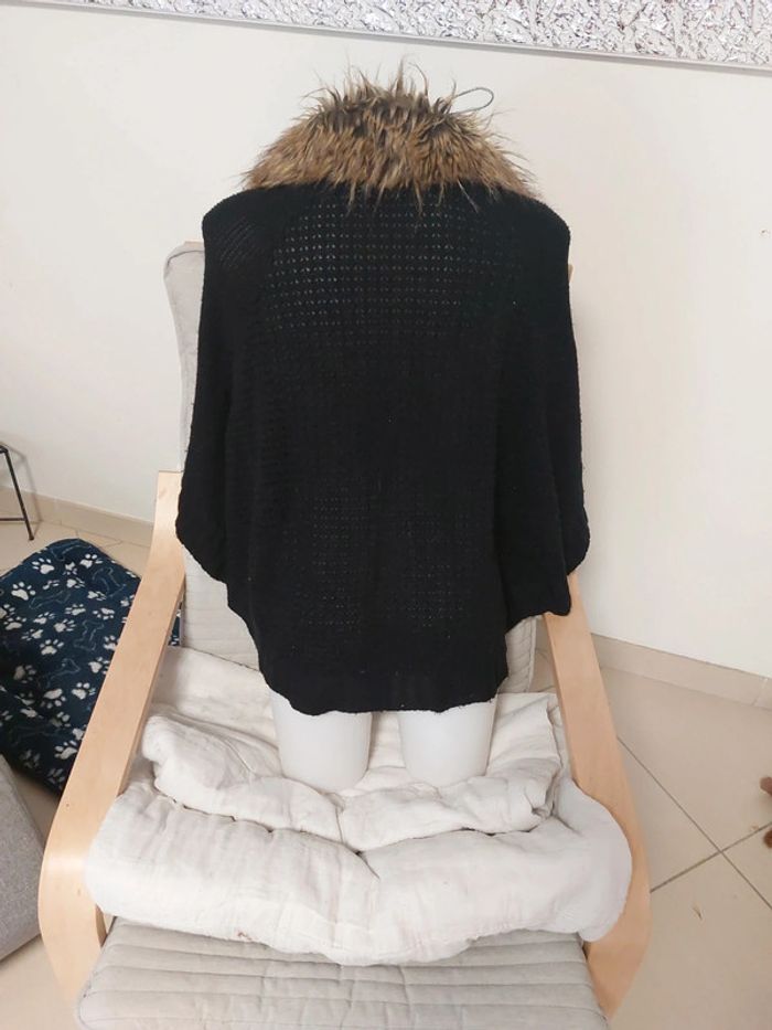 Poncho col fausse fourrure grande taille - photo numéro 5