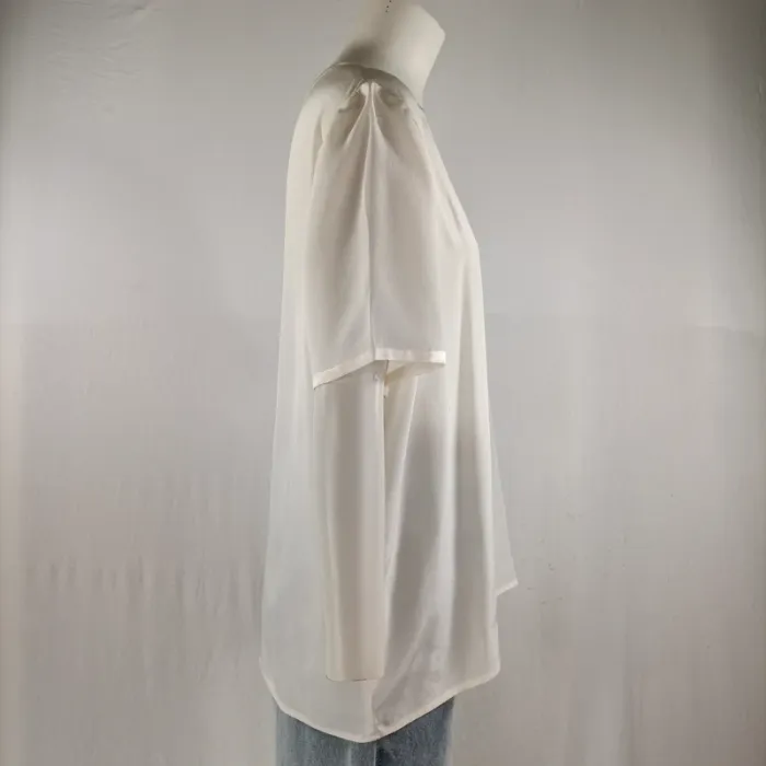 Blouse ivoire Valentino Miss V en soie, manches courtes fluides, élégante taille 42 A1201 - photo numéro 6