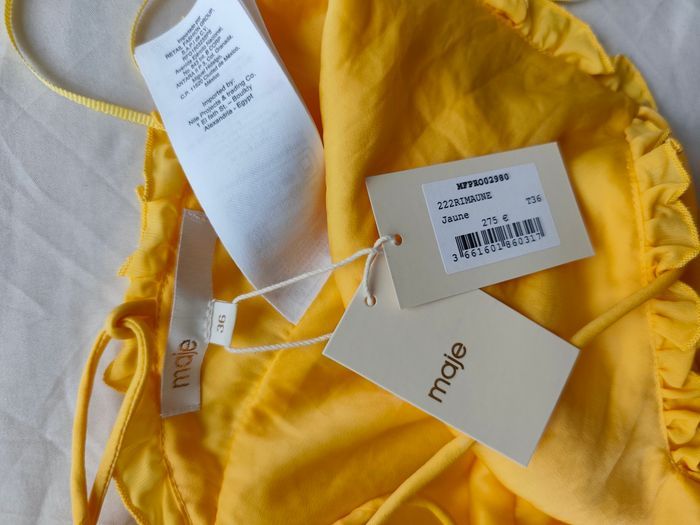 Robe satiné jaune maje neuve - photo numéro 8
