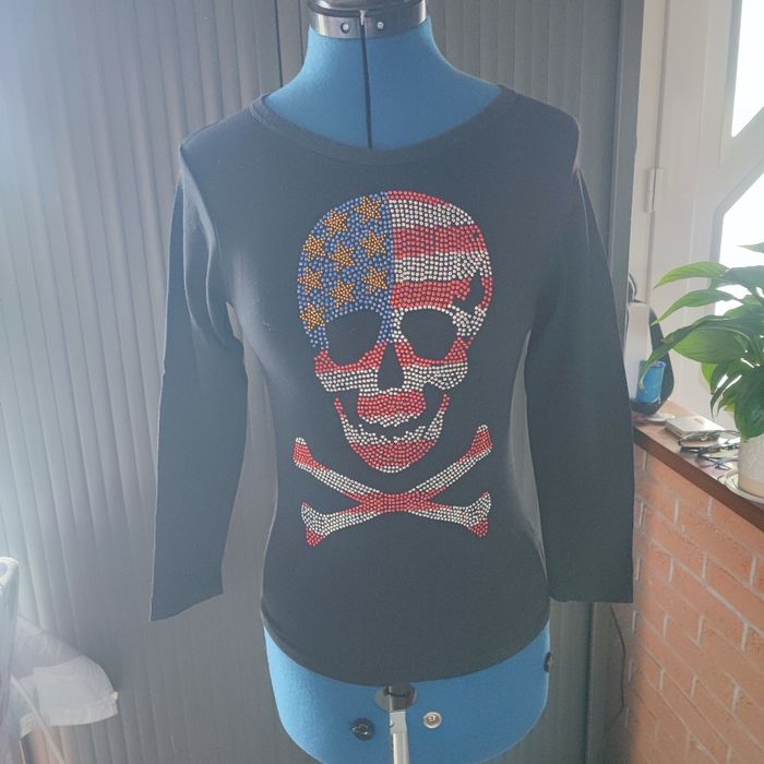 T-shirt Manches longues avec diamants tête de mort 10 ans fille I'm sweet