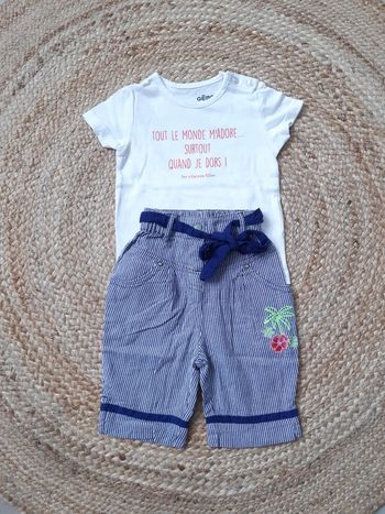 Tenue tee-shirt et pantalon rayé 12 mois