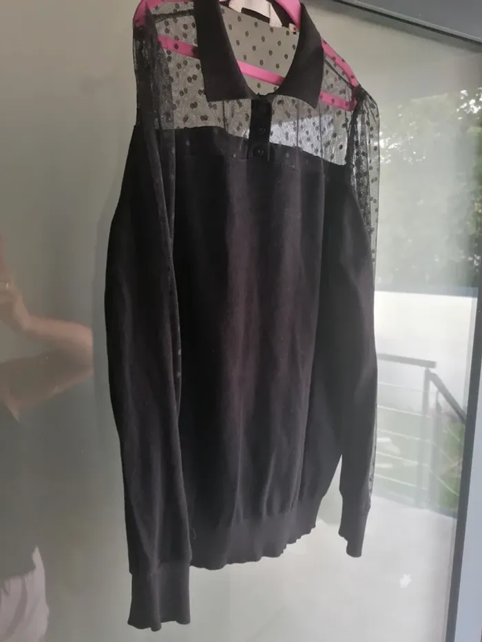 Pull dentelle à pois nafnaf taille M #Vêtements_femmes_krocaro - photo numéro 8