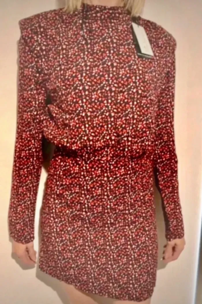 Robe La City bordeaux à motifs noir et blanc – taille 38 – neuve