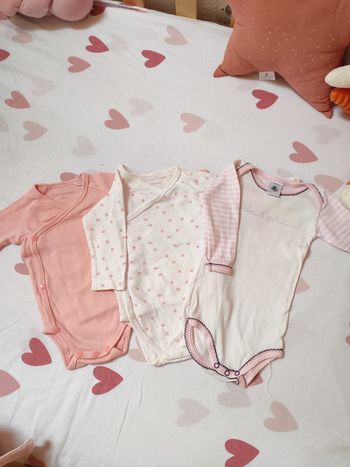 Lot de 3 bodies manches longues - 6 mois - Bon état -  In extenso / Petit bateau