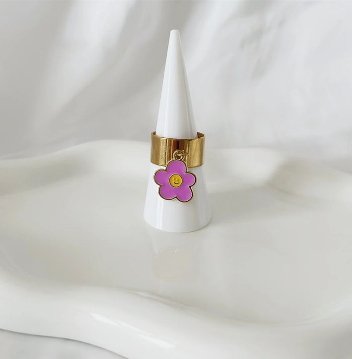 Bague dorée ajustable en acier inoxydable à breloque - photo numéro 3