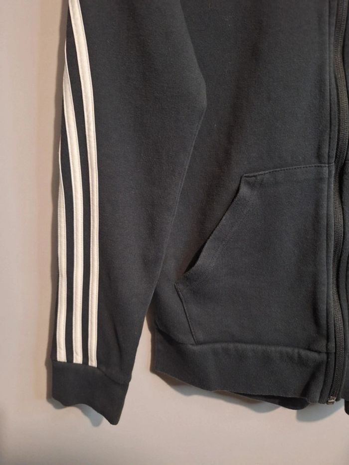 Sweat à capuche zippé vintage adidas noir - taille 13/14 ans - photo numéro 4
