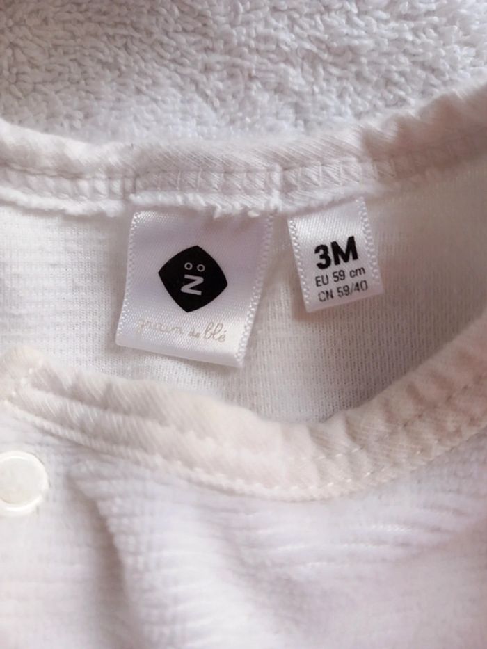 Pyjama blanc 3 mois collection Z grain de blé - photo numéro 2