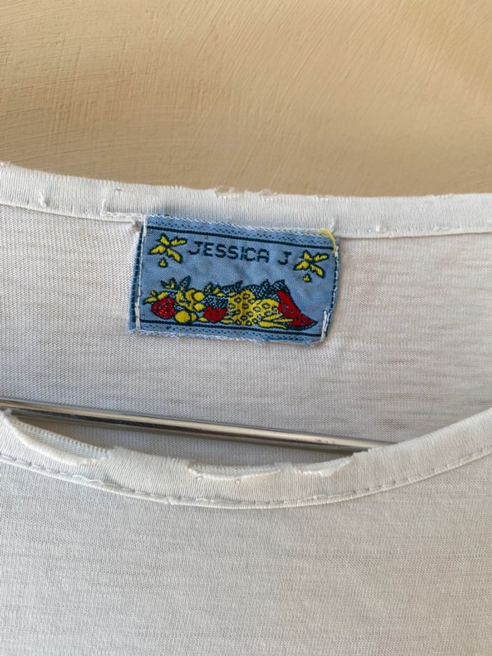 T-shirt blanc motifs dessin femme vintage Jessica J M - photo numéro 7