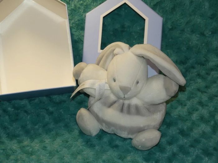 Doudou boule lapin Kaloo gris blanc rayé🐰 neuf