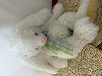 Maxi lapin petit noeud dessous oreilles et pattes jaune