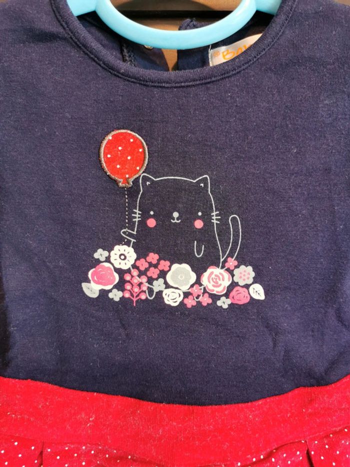 Robe et collants babybol bleue et rouge coton et elastane - photo numéro 2