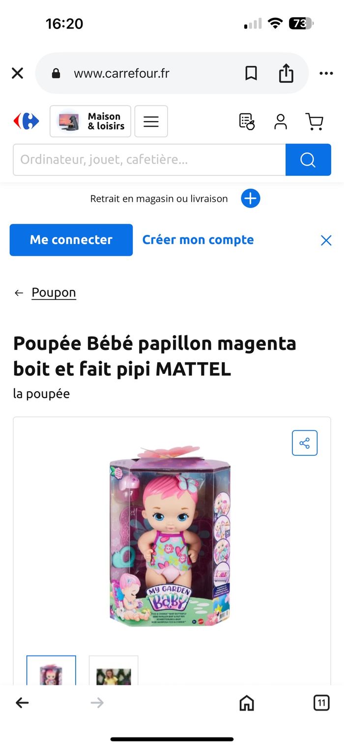 Poupée bébé papillon magenta boit et fait pipi m’y garden baby - photo numéro 5