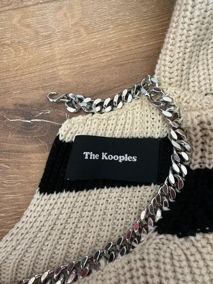 Pull The Kooples rayé noir et beige taille 36 - photo numéro 5