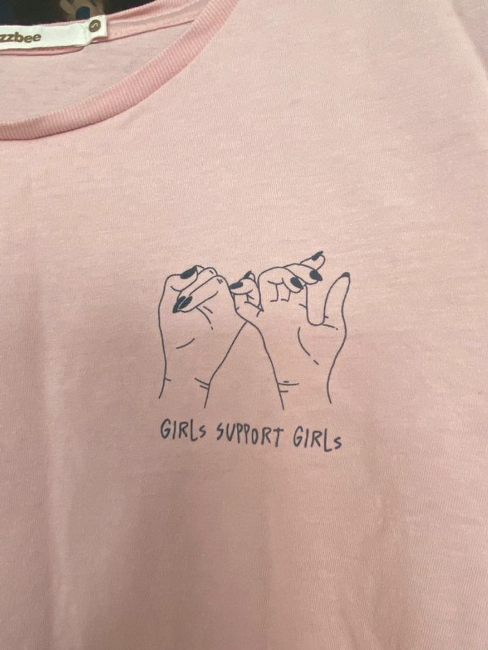T-shirt rose Bizzbee « girls support girls » - photo numéro 2