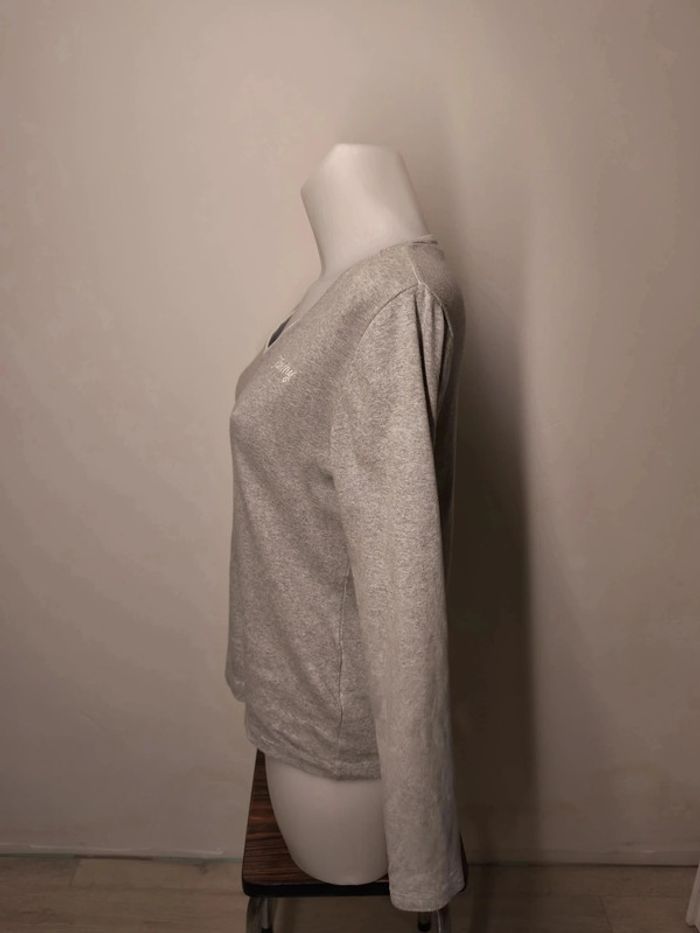 Pull col V Tommy Hilfiger Femme Taille L Gris - photo numéro 3