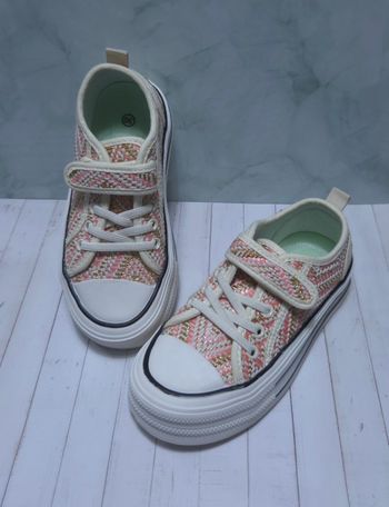 Baskets Fille Rose & Dorées - Style Tweed Chic - Neuves Taille 31