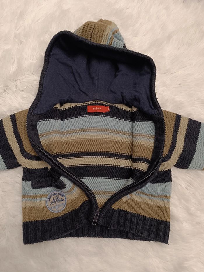 Gilet à rayures zippés à capuche T. 6 mois Tissaia - photo numéro 6