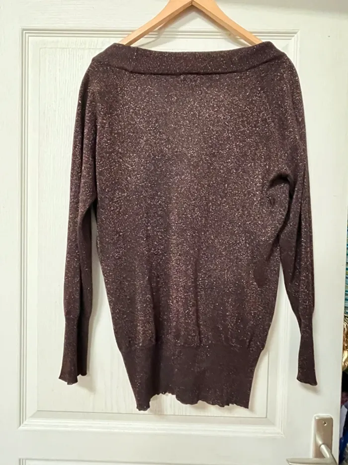 Top marron pailletée cuivré - taille 42 -bon état - photo numéro 2