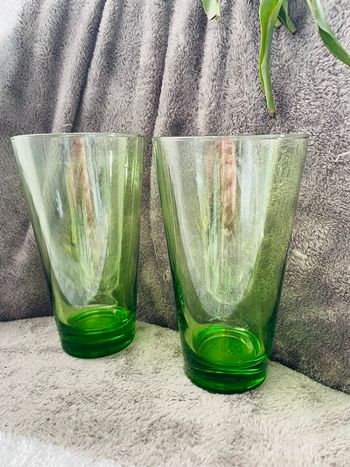 Lot grands verres vert en verre 😁