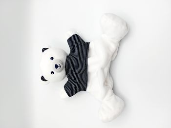 Doudou plat marionnette ours blanc SIMBA TOYS KIABI pull bleu rayures TBE